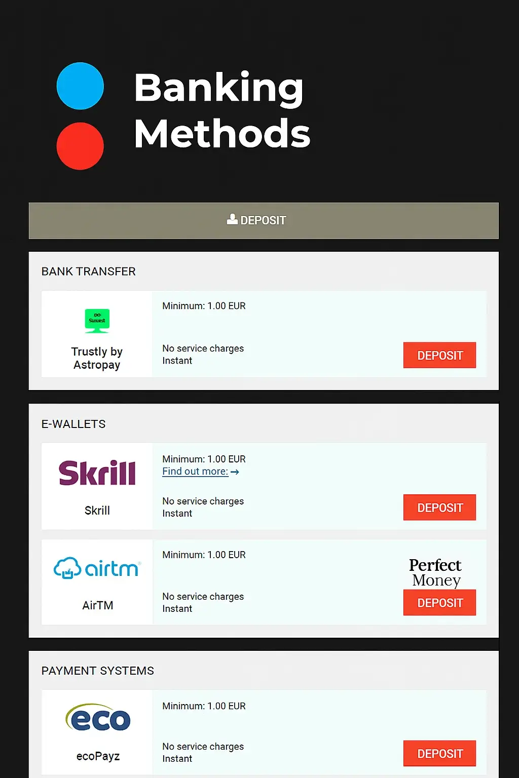 MegaPari PAyment Methods screenshot
